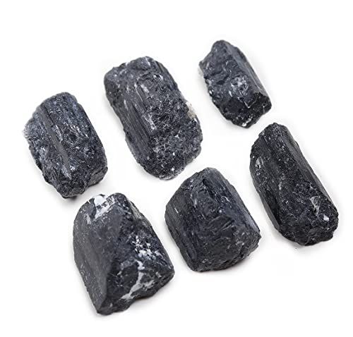 JIC Gem 2 Lb Large Black Tourmaline Crystals Stones Large Pieces Black Tourmaline Rocks Healing Crystals Bulk Raw Stones Collection in Box of 7x5x2, 12-18 pcs