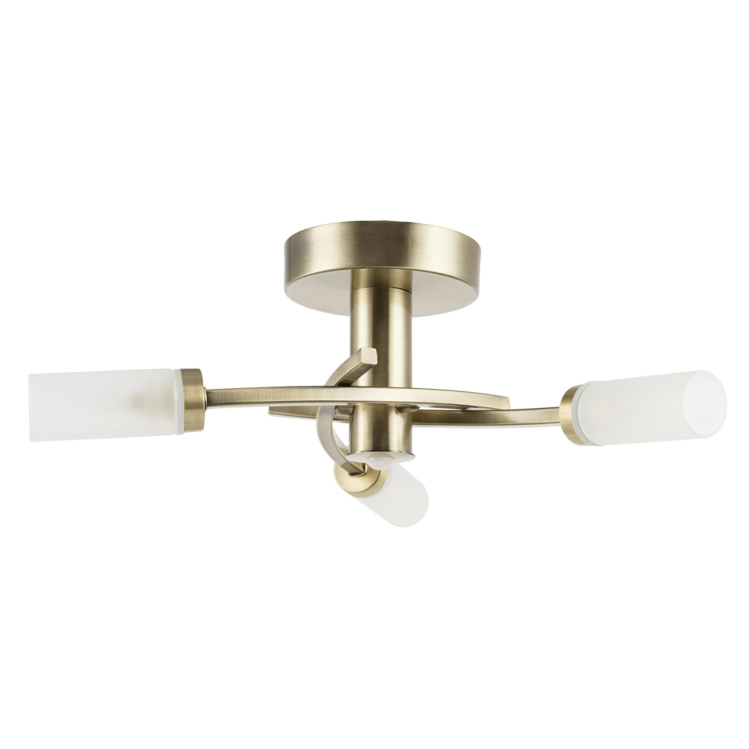 Happy Homewares Modern Bathroom Sensor Ceiling Light in Antique Brass | Adjustable Timer Control | 100 Degree Detection | Lux Control | High and Low Sensitivity Options