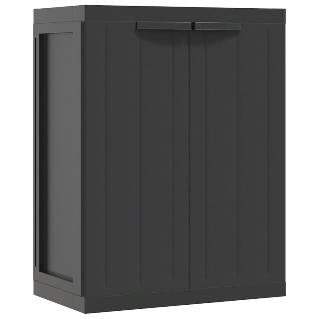 vidaXL Gartenschrank, Werkzeugschrank mit viel Stauraum, Geräteschrank Wetterfest Abschließbar, Outdoor Schrank Kunststoffschrank Gartenbox, Schwarz 65x37x85cm PP