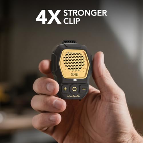 Image of MFish Wearable Bluetooth Speaker, Clip-On Mini Portable Speaker with Built-in Mic for Hands-Free Calls, IPX67 Water /Dust Resistant, Ultra-Lightweight, Playtime, 4X Strong Clip Gold