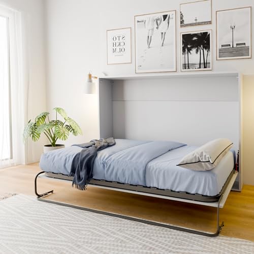 MUEMUE - Cama abatible aglomerado melaminizado Blanca Elsa 135x190cm - MUCM-0022