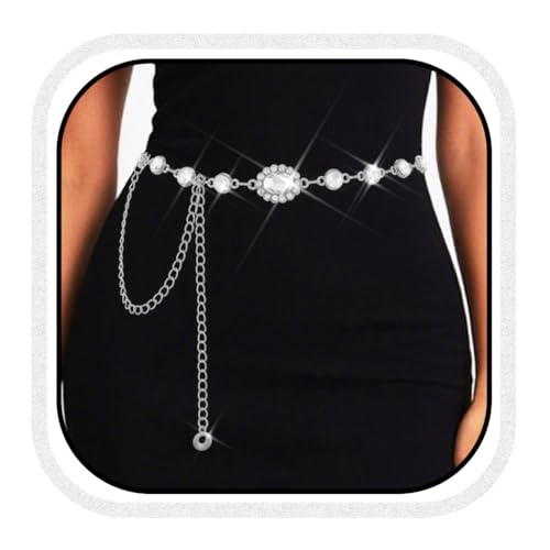 COSYDAYS Silver Rhinestone Belt Sparkly Dress Belts Fashion Bling Crystal Waist Chain for Women