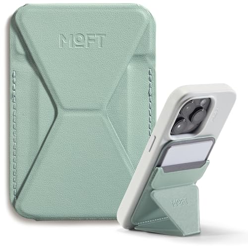 Image of MOFT Magnetic Wallet Stand Compatible with iPhone 16 /15 /14 /13 /12 Series, Angle Adjustment & Magnetic Compatible MOVAS Phone Stand,Seafoam