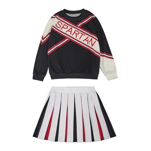 MelangCos Spartan Cheerleader Costume Sweatshirt Skirt Pants Halloween Cheerleader Uniform Outfit for Mens and Womens (Female, XS)