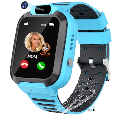 EUNICECG Smartwatch voor Kinderen met GPS Locator Spel Telefoons IP68 Waterdichte Wekker SOS Verjaardag Cadeaus Kids Smart Watch Digitaal Kinderen Horloge GPS voor Jongens Meisjes