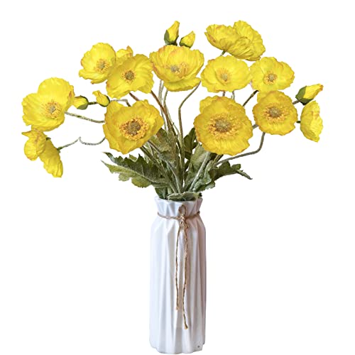 Image of 5Pcs Poppy Flowers Artificial Poppy for Home Decor(Yellow)
