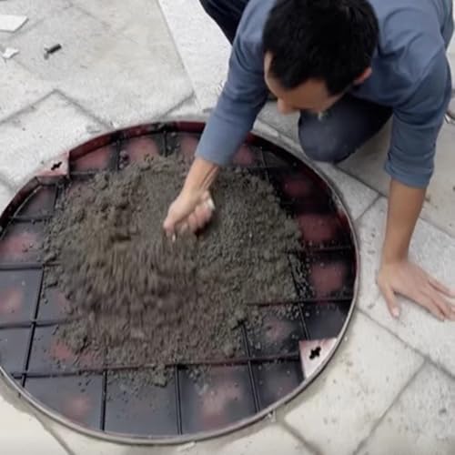 Cubierta de inspección empotrada de acero inoxidable para tanque séptico con gancho para patio, entrada, pavimento, cubierta invisible para lavabo de aguas residuales