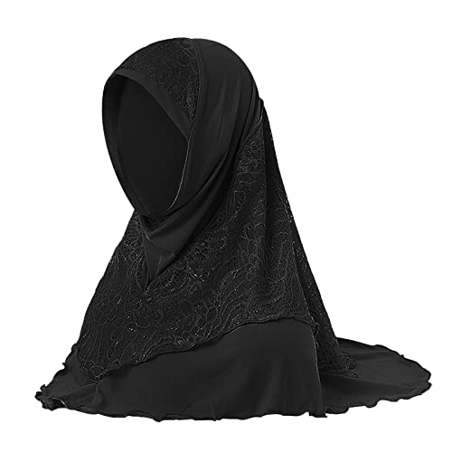 Women Muslim Hijab Scarf Floral Lace Head Wrap Turban Islamic Arab Ready to Wear Aiyah Amira Lightweight Shawl2