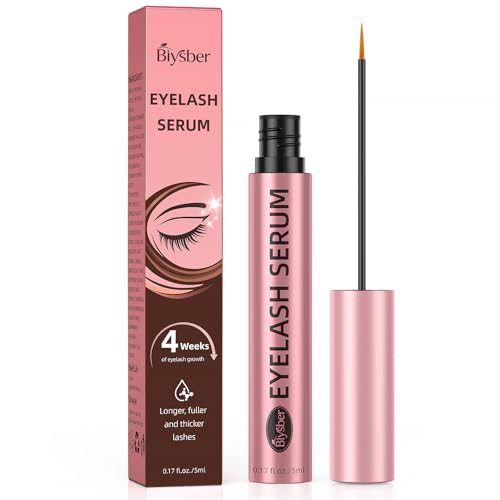 Biysber Lash Serum for Eyelash Growth: Premium Eyelash Growth Serum with Advanced Formula to Boost Longer Fuller and Thicker Lashes and Eyebrows - Gentle & Vegan for Sensitive Eyes (5 mL)