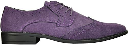 BRAVO Men Dress Shoe KING-3 Classic Faux Suede Oxford with Leather Lining?PURPLE 8M | Image 3