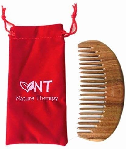 UK Seller! 100% Hand Made Green Sandalwood Comb, Half Moon shape, Sandal Wood anti static 12cm (With Gift Bag)