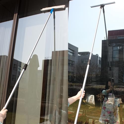 Rasqueta Limpiacristales Varilla de Limpieza de Ventanas Extra Larga de 4, 5, 6, 7, 8, 10, 11, 12 y 15 M, Herramienta Limpiadora para Ventanas Altas, Kit de Limpiaparabrisas para Coche con Plumero(10.