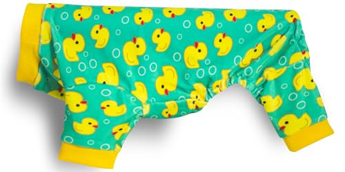 Paiaite Dog Pajamas Onesie: Comfortable Four-Legged Apparel for Small, Medium, & Large Dogs, Polyester Material for Comfort, Wrinkle Resistance, Moisture Wicking, and Stretchiness Yellow Duck S - Image 3