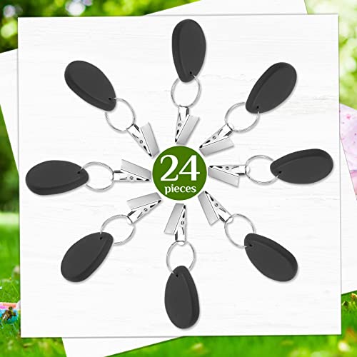 Remagr 24 Pieces Tablecloth Weights Outdoor Table Cloth Weights Teardrop Shape Pendant Stones With Metal Clips Marble Table Cover Weights Table Cloth Weights Hangers For Picnic Family Party (Black) #TOP1