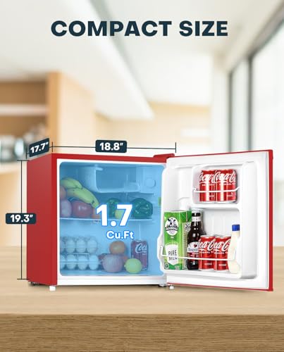 Image of Upstreman 1.7 Cu.ft Mini Fridge with Freezer, Red-FR17