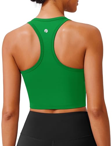 Image of PINSPARK Sports Bra Longline Racerback Tank Tops for Women Padded Workout Yoga Top
