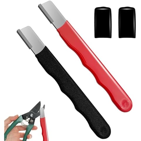 Fifchall 2 Pieces Garden Tool Sharpener, Garden Tool Blade Sharpener for Knife, Garden Knife Sharpener for Hedge Shears Scissors, Mini Sharpener for Gardening Pruner, Loppers Cover