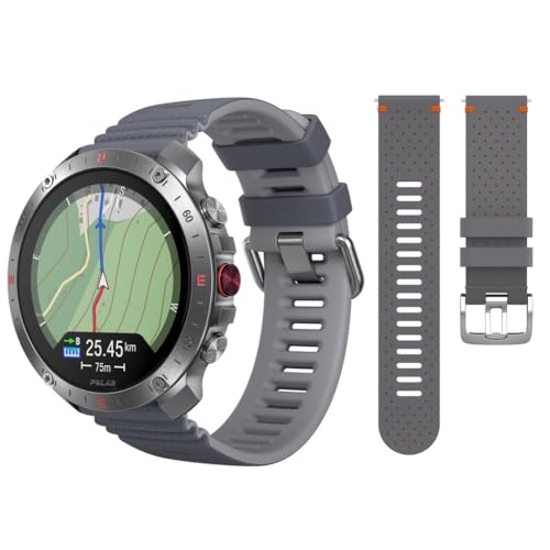 Polar Grit X2 Pro Reloj Multideporte Robusto, con GPS y Correa de Cuero Adicional, navegación Avanzada, Registro de Actividad, biosensores y monitoreo de FC, Negro-Gris-Naran