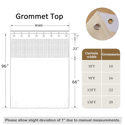 Image of 5ft Wide x 8ft Tall Hospital Curtains with Grommet for Hospital Medical Clinic SPA Lab Curtain Room Divider Privacy Screen (Beige, 1 Panel)