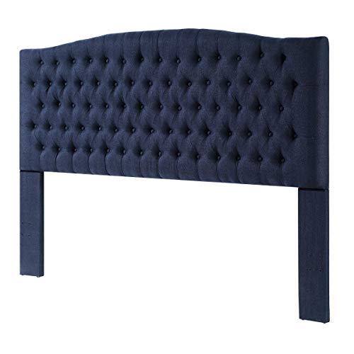 24Kf Linen Upholstered Tufted Button King Headboard And Comfortable Fashional Padded King/California King Size Headboard - Navy Blue #TOP2