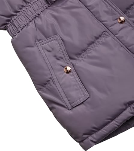 Image of KENSIE GIRL Girls Puffer Jacket Sherpa-Lined Belted Winter Coat | Cozy Soft Warmth, Wind and Water Resistant Outerwear, Cinched Fit for Cold-Weather Play, School, and Frosty Days