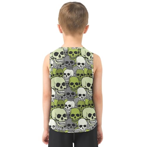 J JOYSAY Skull Head Pile Olive Boys Tank Top Sleeveless Muscle Shirts Quick Dry Kids T-Shirts 3-15T3