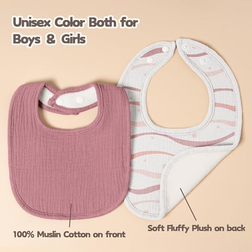 Image of Susurration Muslin Baby Drool Bibs 6Pack Soft Square Adjustable Baby Bandana Bibs for Unisex Girls & Boys