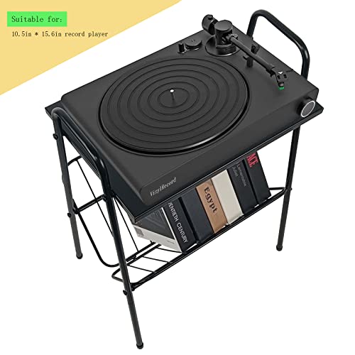 Jbikao End Table, Skinny Side Table With Magazine Holder, Vintage Nightstand, Record Player Stand With Storage, Bedside Tables For Living Room, Bedroom & Small Spaces, Metal, Black #TOP5