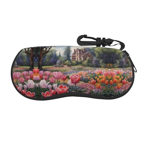 TYANG Ufo At Night - Funda suave para gafas de sol con cremallera de neopreno ultraligero, Tulip Garden1, One Size