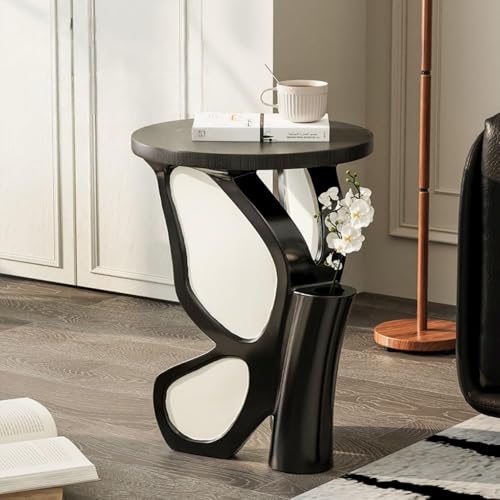Butterflies Accent Side Table Vintage Round Tray Top End Table
