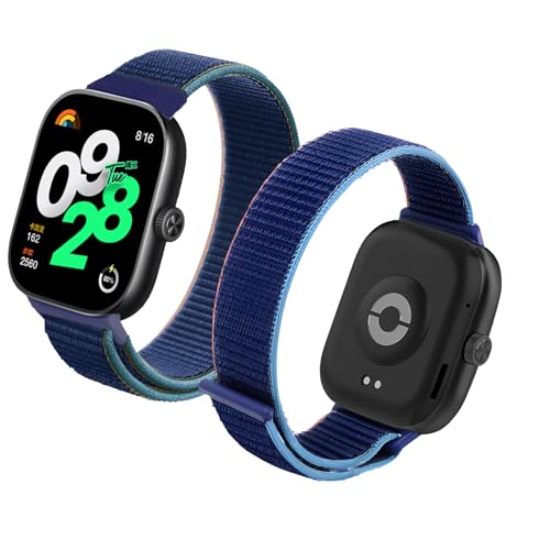 Haofun Nylon Correa para Xiaomi Redmi Watch 5/4 / Xiaomi Band 8 Pro/9 Pro Mujer Hombre, Pulsera Reemplazo Suave Nylon Deportiva Correa - Azul oscuro