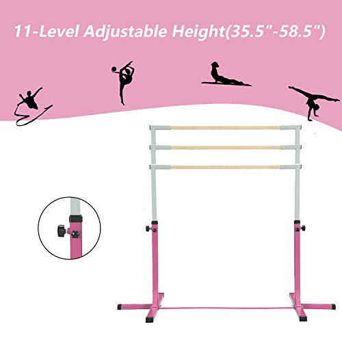 HYD-Parts Adjustable Height Kip Bar Fitness Gymnastics Training Bar, Horizontal Kip Bar for Kids,Pink Color - Thumbnail 2