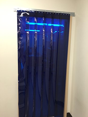 Strivide - Strip Door Curtain - 48 In. (4 Ft) Width X 108 In. (9 Ft) Height - Blue Weld 8 In. Strips With 50% Overlap - Common Door Kit #TOP4