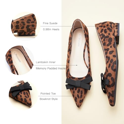 C.Paravano Women's Suede Bow Knot Ballet Flats Pointed Toe Slip-On Comfort Shoes for Casual & Formal Wear4