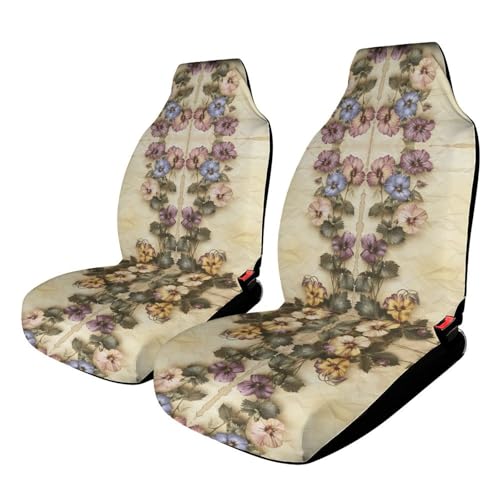 Housse de siège de voiture respirante et élastique avec motif fleurs violettes confort toutes saisons