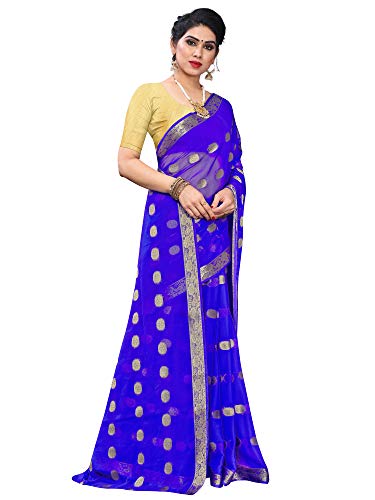 Image of AKHILAM Women's Chiffon Saree with Unstitched Blouse Piece(NZMN72)