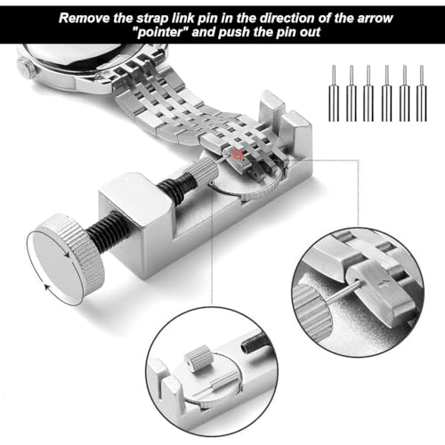 Serplex® Watch Repair Kit 24 in 1 Watch Repair Kit for Wrist Watch Professional Watch Repair Kit with Spring Bar Tool, Watch Case Opener, Link Remover Tool, Cotter Pins, Hammer, Storage Bag