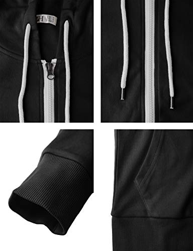 H2H Womens Slim Fit Zip Up Lightweight Long Sleeve Hoodie Black Us S/Asia S (Cwohol030) #TOP4