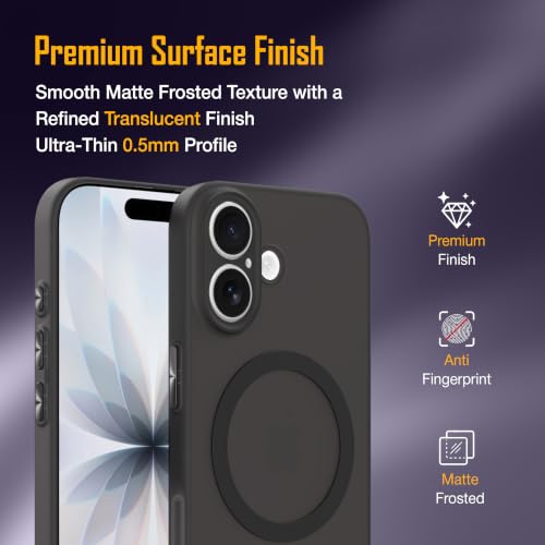 Image of ZAP CASE Paper Thin Case for iPhone 17 | Ultra-Slim 0.5 mm Back Cover | Metal Buttons | Lightweight | Matte Finish | Anti-Fingerprint | Scratch Resistant | Camera Protection | Magsafe | Black
