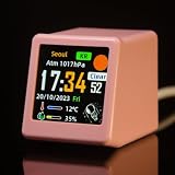 Risveglio Mini-WLAN-Wetterstation mit 3,8 cm (1,54 Zoll) IPS-Bildschirm, digitale Desktop-Zeitanzeige mit GIF-Animation, Heimbüro (Rosa)