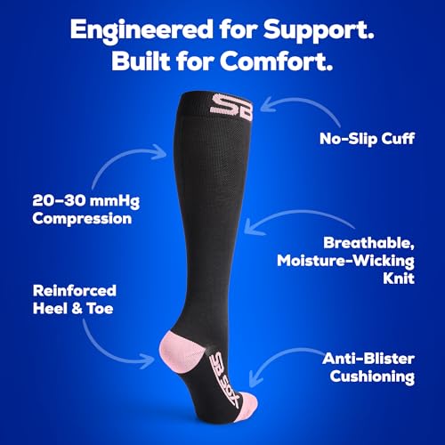 Image of SB SOX Compression Socks for Men & Women (20-30mmHg) - Best Compression Socks for Travel, Medical, Sports, Wide Calf Fit, and Daily Wear