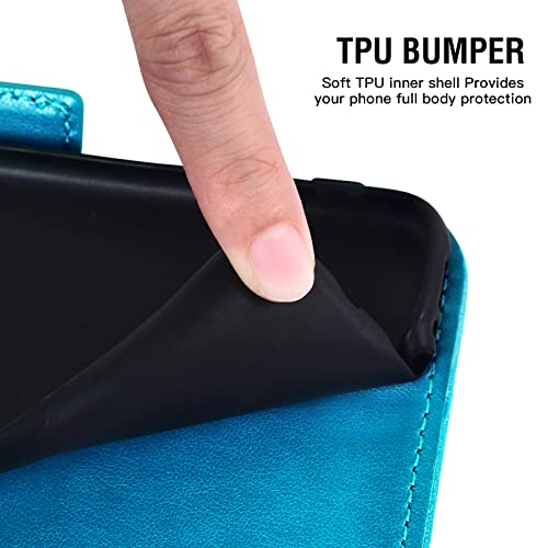 Asuwish Phone Case For Wiko Life 3 Wallet Cover With Tempered Glass Screen Protector And Leather Flip Credit Card Holder Stand Flower Folio Purse Lanyard Rugged Cell Accessories U316At Women Men Blue #TOP6