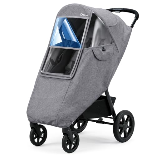 Image of Clear Stroller Rain Cover, Universal Fit, Side Ventilation, Light Gray