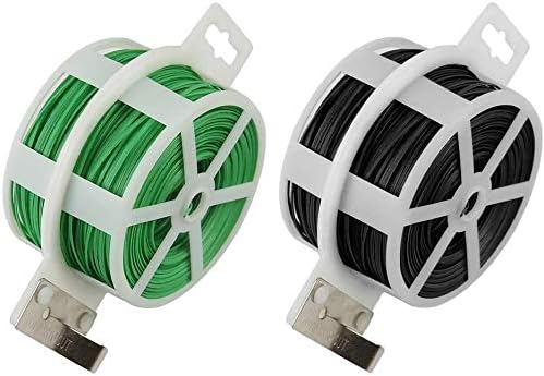 XHH 100m Garden Plant Ties Twist with Cutter, Garden Tie Wire Gardening, Home, Office(Green&Black)