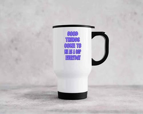 Miniatura 4 de Appreciate Your Cop - for Father's Day - Good Things Come To a Cop 14 Oz White Stainless Steel Travel Mug