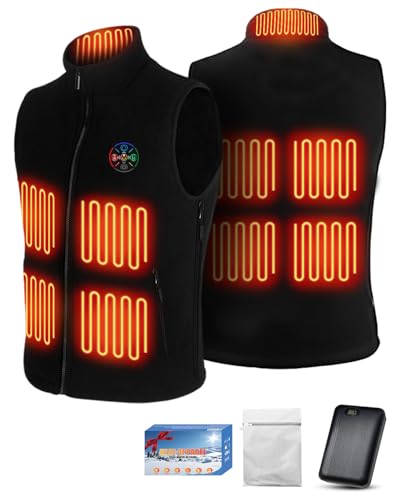 Heated Gilet for Men and Women with 20000mAh Power Bank, Heated Body Warmer and Heated Vest with 9 Heating Zones & 3 Adjustable Temperature, Heating Waistcoat Jacket for Cycling, Snow Sports, XL