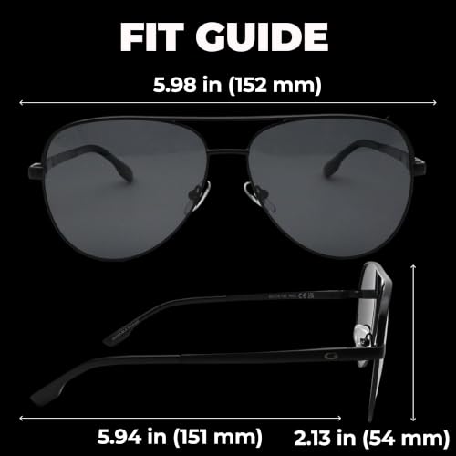 Image of grinderPUNCH XL XXL Aviator Sunglasses Men Big Head Oversized Polarized | 148mm and 153mm XL XXL Sizes, Fits Big Heads and Large Faces, Polarized UV400 Aviator for Men, Driving