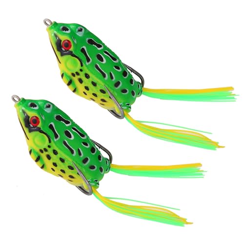 CHENZILIN 2Pcs Soft Silicone Fishing Baits Simulated Frogs Fishing Lures with Hook Crankbait Tackle Cranks Baits Fishing Tackle