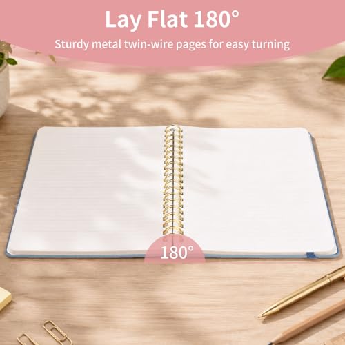 Image of Spiral Notebook - 7.24 inch x 10 inch College Ruled Journal with Inner Pockets and 180 Pages, PU Leather Cover Business Journal, Twin-Wire Binding Notebook Perfect for Office & Home School Supplies Pink