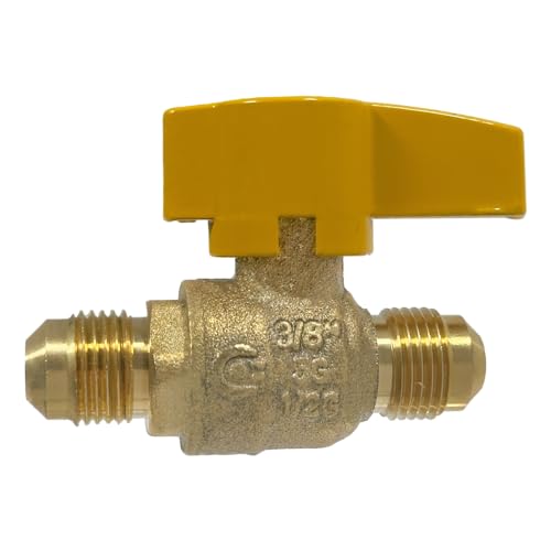 XFITTING 3/8 inch Flare X 3/8 inch Flare Gas Valve, 1/4 inch Turn - Propane and Natural Gas, 1 Piece